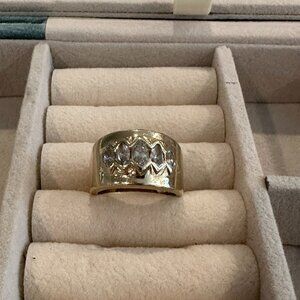 Gold and Diamond Cigar Band Ring